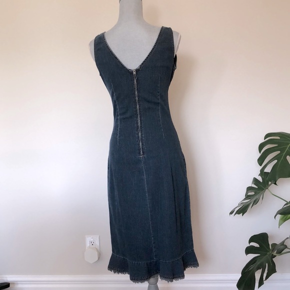 Dynamite slim fit jean dress with ruffle skirt. - Picture 3 of 6